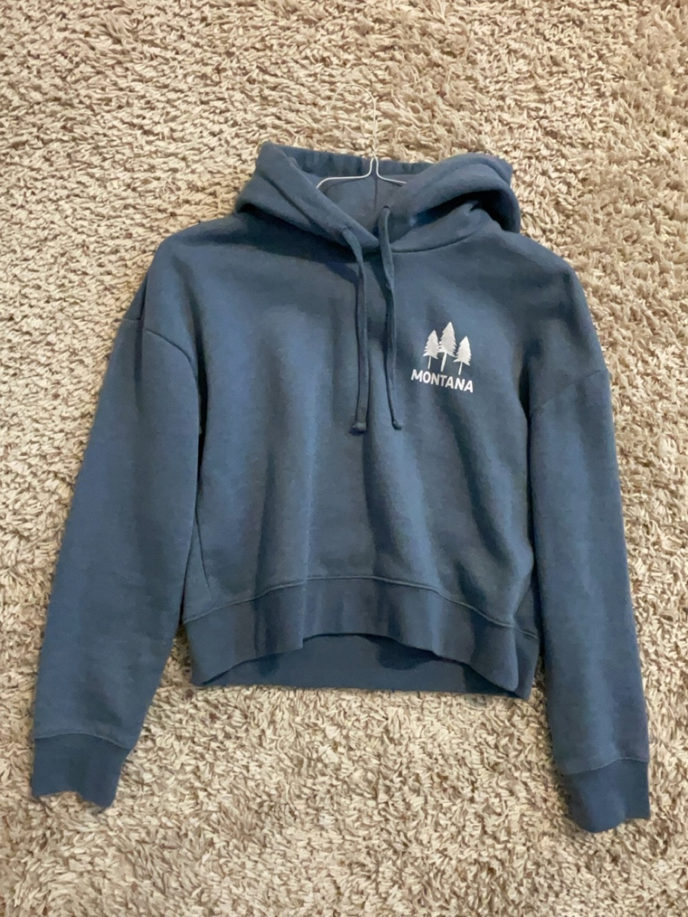 Montana Tree Logo Cropped Hoodie - Slate Blue